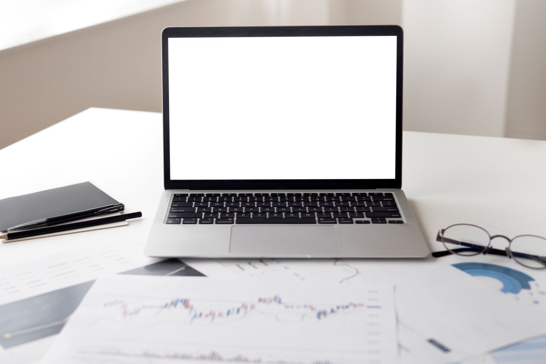 Executive office with digital charts